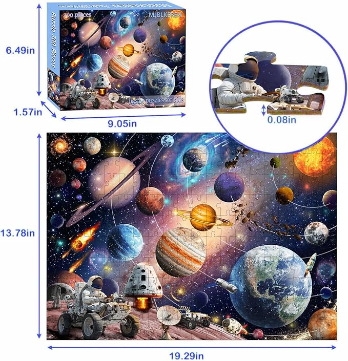 Puzzles for Kids Ages 6-8 8-10 - 200 Piece Puzzles - Solar System Puzzle | Pieces Space Astronaut Puzzles .Puzzles for 6 7 8 9 10 11 12 years old boys and girls.Learning Puzzle Toy