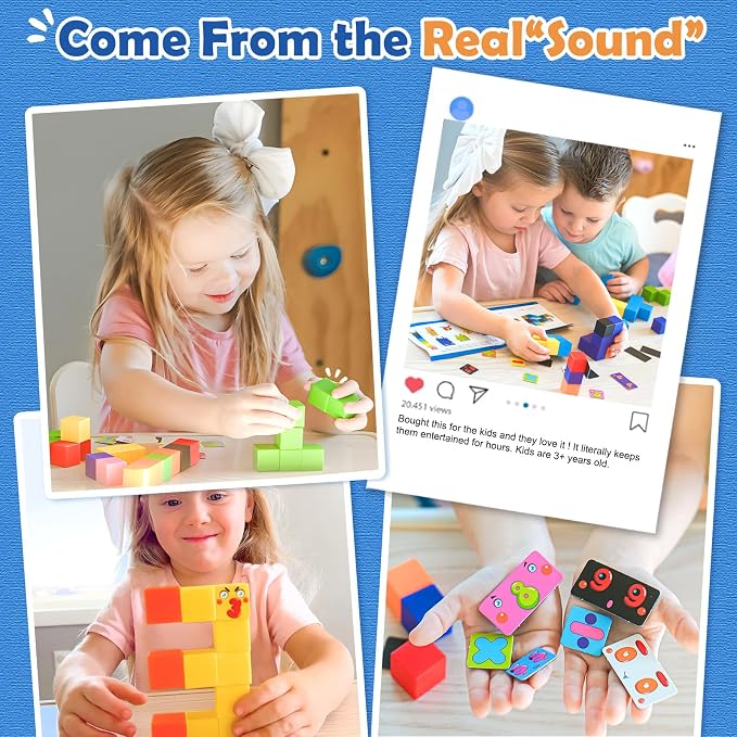Magnetic Blocks World Number Building Cubes for Toddlers Age 3+ Boys Girls | STEM Educational Sensory Toys, Preschool Learning Toddlers Blocks, Number Games 1-10, Birthday Gifts for Kids Age 3+