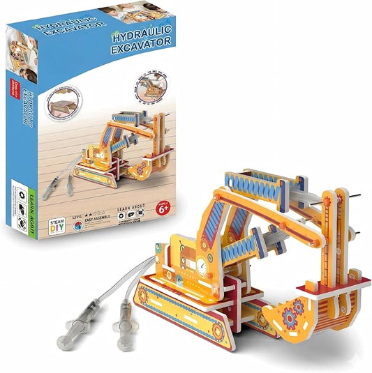 STEM Pneumatic Excavator Kit - Build a Working Digger with Syringe & Tubing | Build a real air-powered digger with syringes! Learn gas pressure & energy transfer. No electricity, safe hands-on STEM fun.