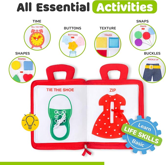 Toddler Travel Toys, Quiet Book for Toddlers 1-3, Plane and Car Toy | Baby Airplane Toys for Travel, Montessori Busy Book 1-3 Year Old with All Parts Attached, No Noise Gift