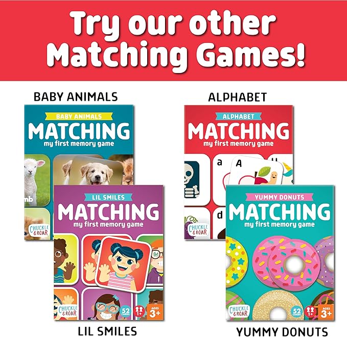 Chuckle & Roar Alphabet Matching Memory Game, Toddler Games, Kids Ages 3+ | Uppercase & Lowercase Letter Match, Up to 4 Players, Travel Toy for Toddlers 3-5, Screen-Free Preschool Game, Learning Game