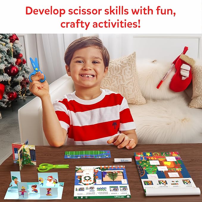 Skillmatics Snip Snip Christmas, Gift for Kids, Scissor Skills, Felt Craft | Preschool Activity Book, Safety Scissors, Fine Motor Skills, Learning Toy, Stocking Stuffers, Toddlers, Ages 3, 4, 5, 6