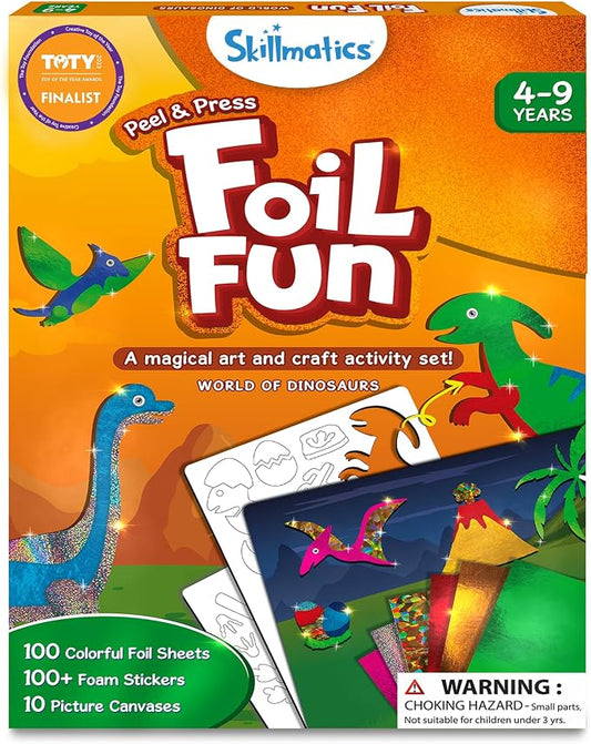 Skillmatics Foil Fun Dinosaurs, Foil Art Activity, Gift for Boys & Girls | Travel Toys, Sticker Craft Kit, Fine Motor Skills, DIY Mess-Free Art, Screen-Free, Gifts for Kids Ages 4, 5, 6, 7, 8, 9