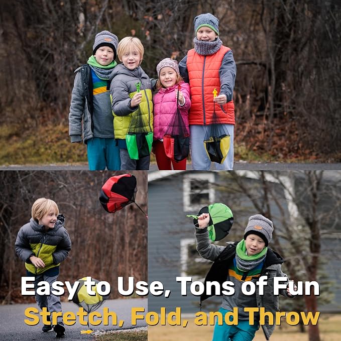 NUTTY TOYS Parachute Toys for Kids - Tangle Free Outdoor Flying Parachute Men, Top Indoor & Outside, 3 4 5 6 7 8 9 10 11 12 Year Old, Best Christmas Stocking Stuffers Idea 2026 Unique Boy & Girl Gifts