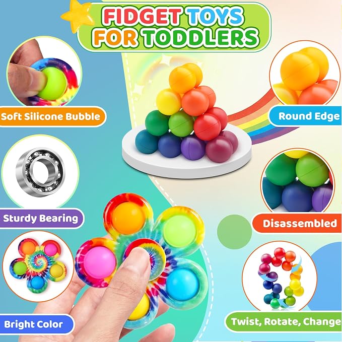 6Pack Sensory Autism Toys for Tollder Kids, Airplane Travel Road Trip Restaurant Toy for Age 3-5 5-7 Fidget Classroom Must Have Treasure Prize Autistic ADHD Easter Basket Stuffers Gifts