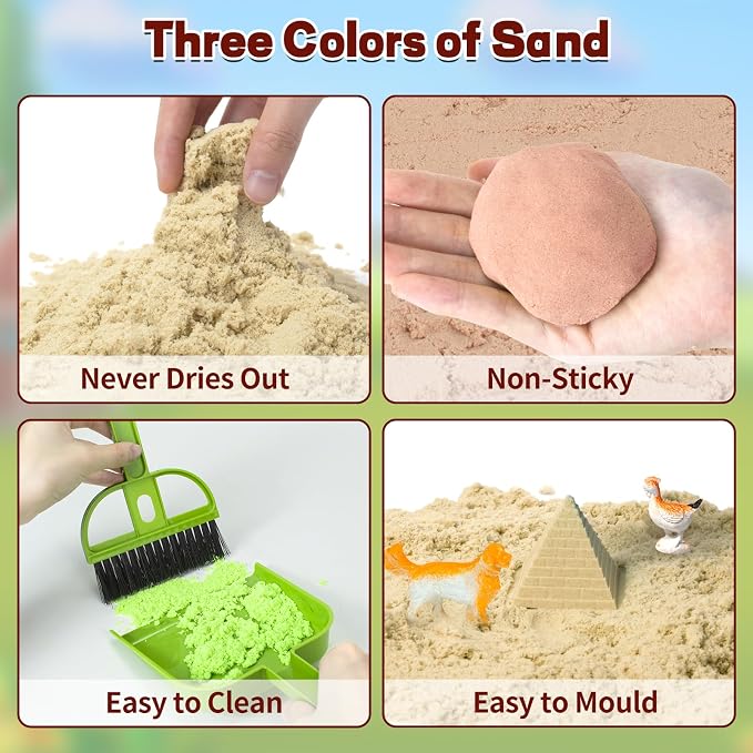 59 Pcs Farm Sensory Bin, Sensory Bins Farm Toys for Kids 3-5 6 7 Sand Toys | Farm Sand Box Kits with Sandbox & Farm Animals & Tractor Toy Playset, Magic Sand Toys for Boys Girls Birthday Gift 3-5 6 7 8