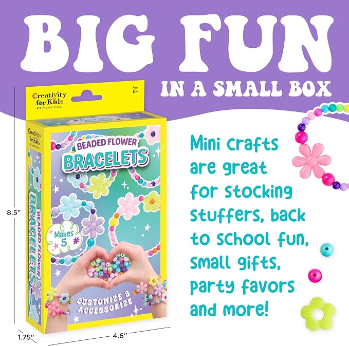 Creativity for Kids Beaded Flower Bracelet Kit, Make 5 (Ages 6+)