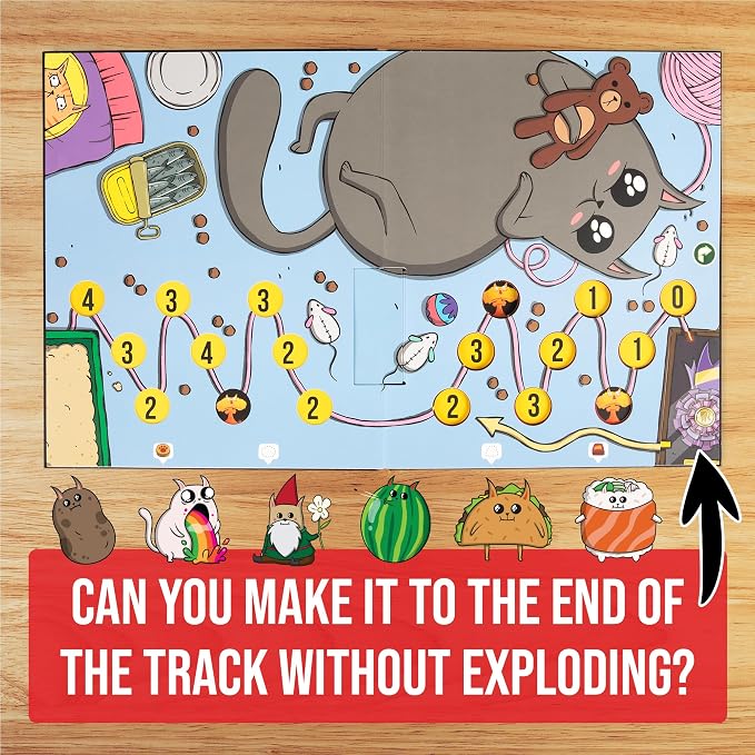 Exploding Kittens The Board Game, 2-6 Players, Age 7+ | One of the bestselling card games of all time is now a board game! Flip the pop-up board, strategize, sabotage, and surprise.