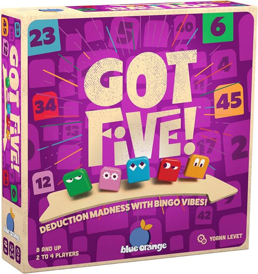 blue orange Got Five! Number Puzzle Strategy Game | Hidden Numbers Logic and Deduction Game | for Kids, Families and Adults | 2 to 4 Players | Ages 8+