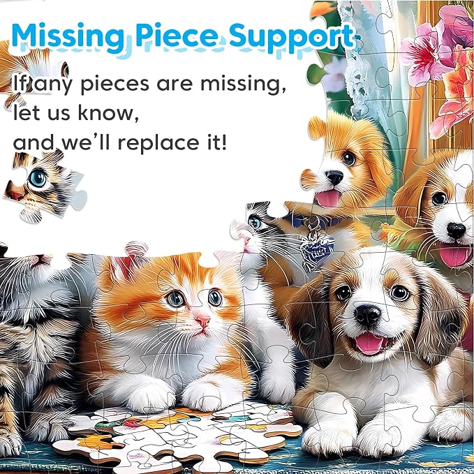 4 Packs 100 Piece Puzzles for Kids Ages 4-6 6-8 8-10, Cats Dogs Sea World Mushroom Large Piece Puzzle for Seniors 100 Pieces Adults Jigsaw Puzzle Learning Educational Xmas Toys for Boys and Girls