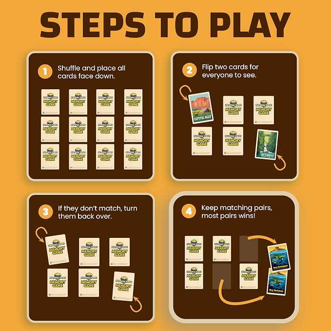 Masterpieces National Parks Memory Game - Fun Family Entertainment for Kids and Adults - Educational, Engaging, and Perfect for Game Night, Classroom Activities, and Interactive Play for All Ages