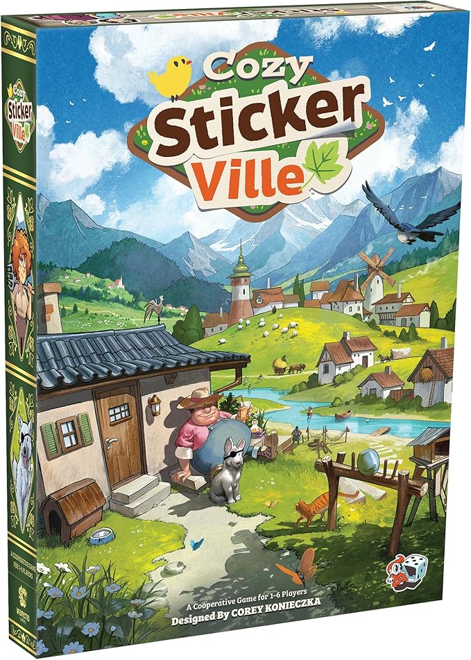 Asmodee Cozy Stickerville Board Game | Narrative Strategy Game of Village Building & Storytelling, Family Fun for Kids & Adults, Ages 8+, 1-6 Players, 30 Mins