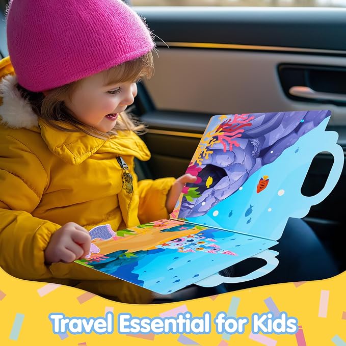JOYIN Mermaid Dress-Up Reusable Sticker Book for Toddlers, 3D Sticker Book for Kids 3 4 5, Travel Essentials, Airplane Activity Toys, Crafts Gifts, Birthday Gifts