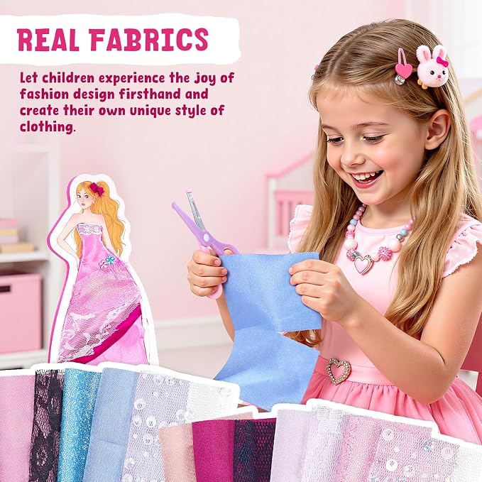 JoyCat Fashion Design Poke Art Kit for Girls, 6 No-Sew Mannequins | A hands-on alternative to paper dolls and fashion plates: cut real fabric and poke it into 6 reusable EVA mannequins.