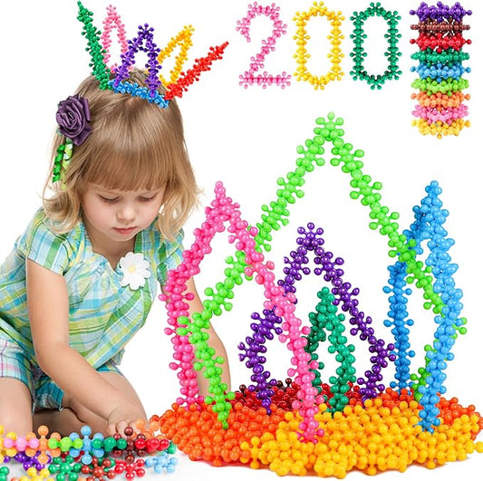 NEOACT 200PCS Building Blocks Kids STEM Toys, Educational Building Toys | Interlocking Plastic Connect Block Manipulatives for Preschool Kids Aged 3+, Creativity Kid Toy Classroom Kindergarten Toys