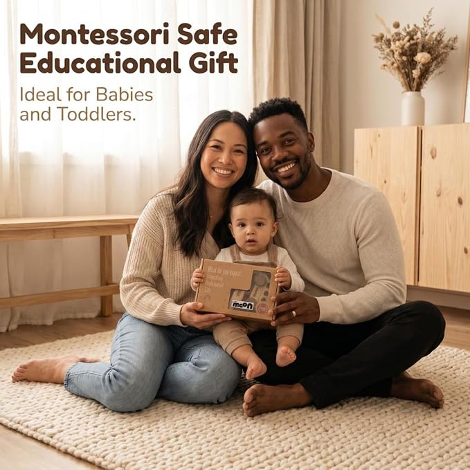 Wooden Baby Toys - Montessori Toys for 1 Year Old, 3-Piece Set with Bus, Airplane & Wooden Toy Cars - Teething Safe, Minimalist Nursery Decor, Toddler Gift for Boys & Girls
