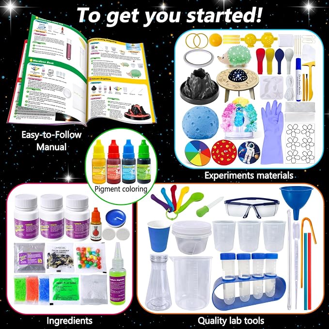 PATIFEED 310 Experiments Science Kit for Kids Chemistry Set S.T.E.M Toys | Volcano Eruption, Crystal Growing, Space Projects, Birthday Gift for Boys Girls