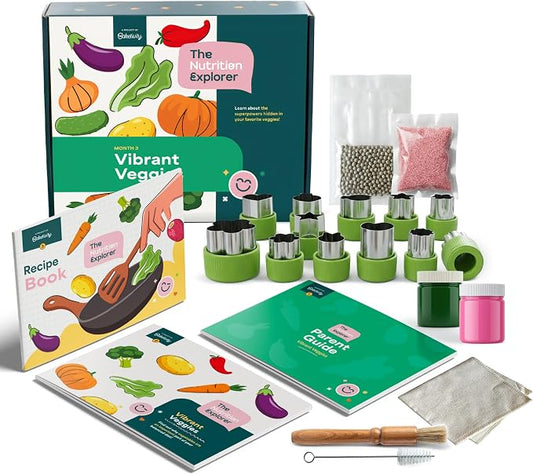 Baketivity Vibrant Veggies Kids Nutrition Kit STEM Birthday Gifts for Kids | Includes Seed Growing Kit, Recipes, Activity booklet for Hands-On, Preschool, and Homeschool Kids Learning Activities