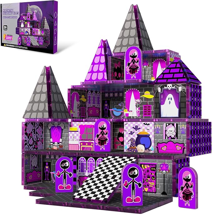 Magnetic Tiles 52PCS, Magnetic Building Blocks STEM Montessori Toys, Preschool Classroom Must Haves, Toddler Sensory Educational Toys for Kids Ages 3-12, Christmas Birthday Gift for Boys Girls(PURPLE)