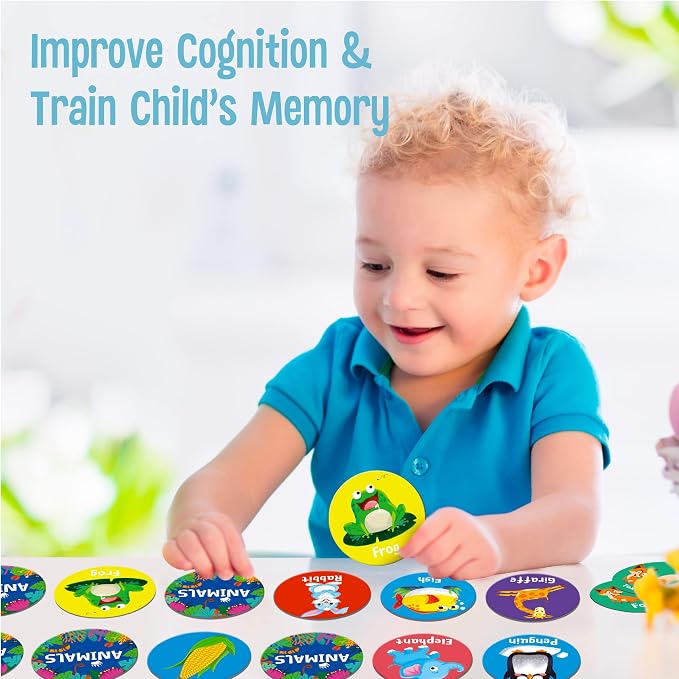 SpriteGru Memory Matching Game, 72 PCS Animal Matching Cards for Toddlers 36 Pairs Memory Cards for Preschool 4 5 6 Years Old