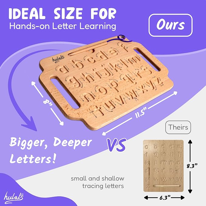 Learn to Write: Portable Wooden Alphabet Letter Tracing Sensory Pad Board - Toddler Writing Practice for Kids Age 3-5, Montessori Toys for 3+ Year Old, Letter Tracing for Kids 3-5 Writing Tools