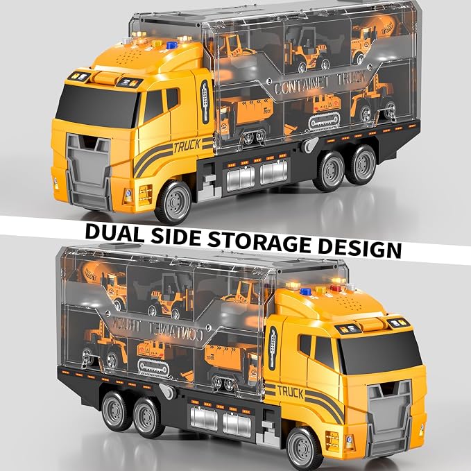 Toddler Boys Construction Truck Toy Set with Play Mat & Die-Cast Toy Cars | Toy Trucks for Boys Age 4-7, Construction Truck for Toddlers 3-5, Trucks for Kids Ages 4-8, Birthday & Christmas Gift for Boy