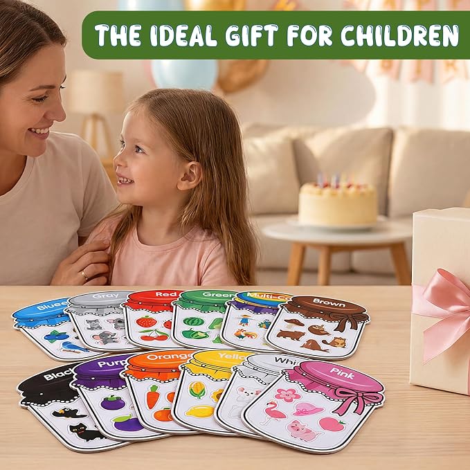 12Pcs Wooden Magnetic Color Sorting 72 Fridge Magnets for Kids | Refrigerator Magnets for Color Sorting Fine Motor Early Education Gifts