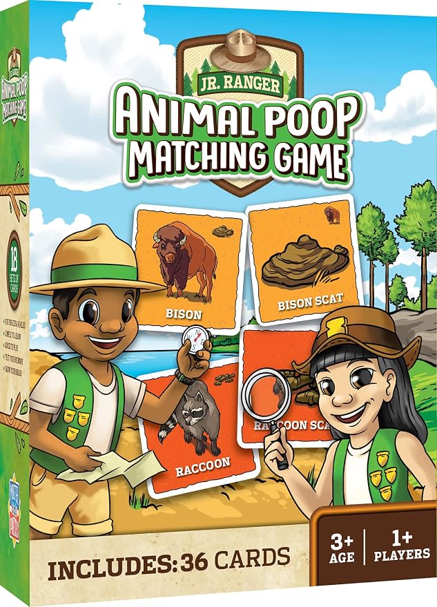 MasterPieces Licensed Kids Games - Jr Ranger - Animal Poop Games for Kids & Family, Laugh and Learn