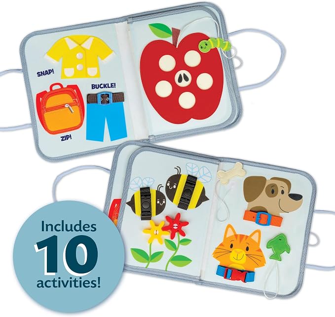 Peaceable Kingdom My Busy Tote Soft Book | My Busy Tote. Includes 10+ Fine Motor Learning Activities – Features snaps and zippers. Ages 18+.