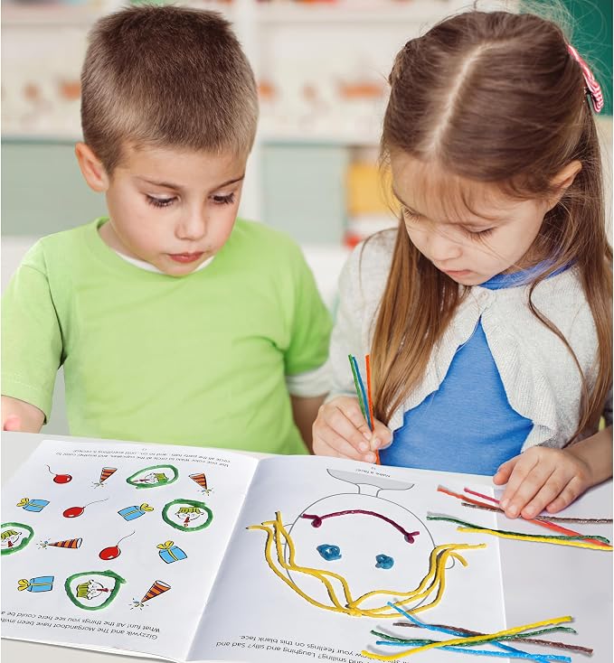 Wikki Stix Preschool Activity Book – 72 Reusable Wikki Stix with 28 Pages & 30 Activities – Educational Toy for Toddlers & Kids – Fine Motor Skills, School Readiness, Travel, Classroom, No Mess Fun