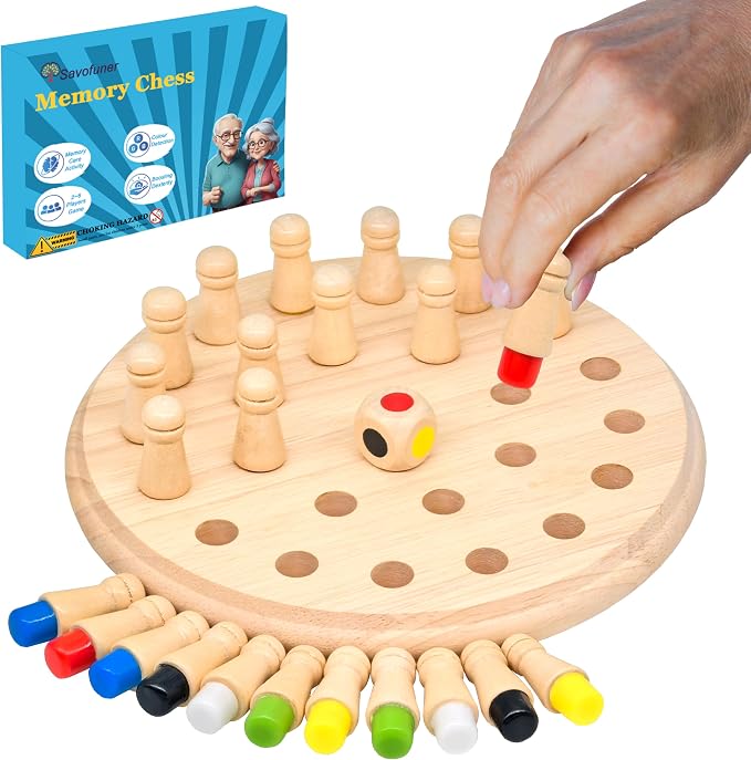Easy Memory Games for Dementia Seniors, Wooden Occupational Therapy Tools | Cognitive Brain Peg Toy for Elderly, Alzheimers Activities for Parkinson Patients Matching Board Gift Craft Gadget Puzzle