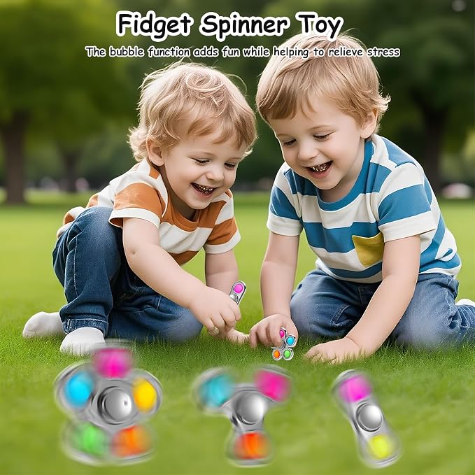 FIGROL Fidget Toys 3 Pack,Pop Fidget Spinner for Kids & Adults Relieves Stress and Calm Down,Sensory Toys for Kids with Autism ADHD Toys(Silver)