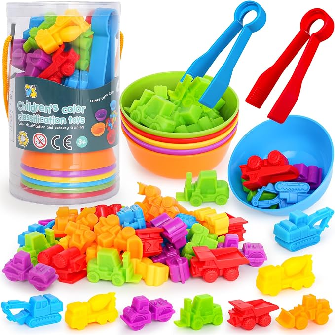 Counting Transportation Color Sorting Toys for Kids,Montessori STEM Sensory Preschool Educational Activities Learning Fine Motor Sorting Matching Games for Kids Boys Girls Ages 3+