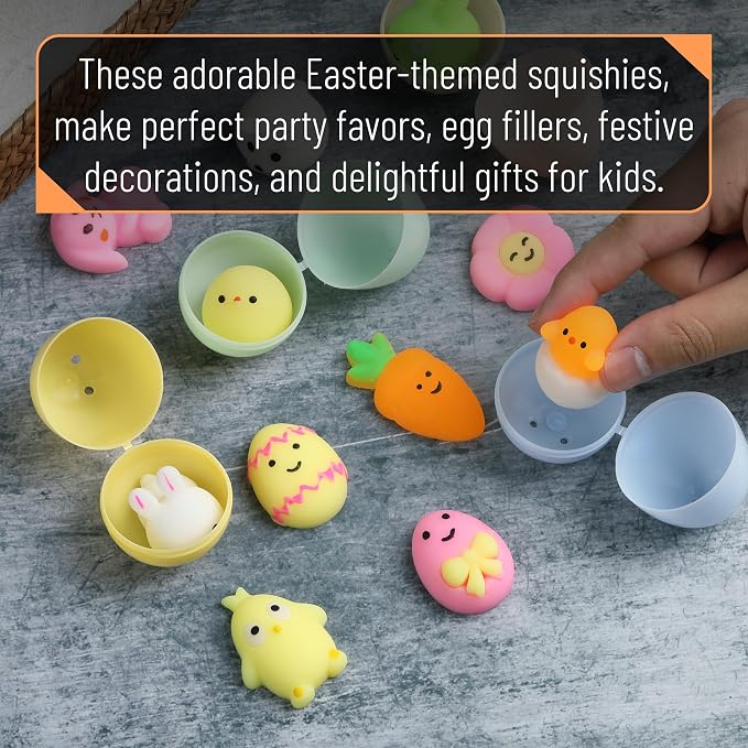 Mr. Pen- Easter Squishy Toys for Kids, 12 Pack | Washable Twistable Stretchy Squishies, Soft Stress Relief Sensory Toys for Squeezing, Easter Basket Stuffers