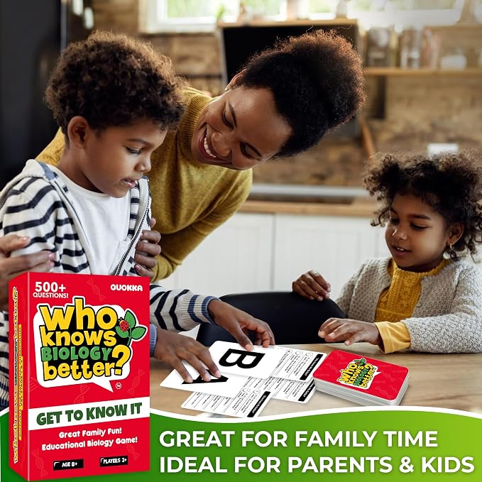 Quokka Card Games for Kids 8-12 - Board Family Games for Kids and Adults | Biology Trivia Cards for Family Game Night - Who Knows Biology Better 500+ Questions - Fun Card Game for Families and Teen