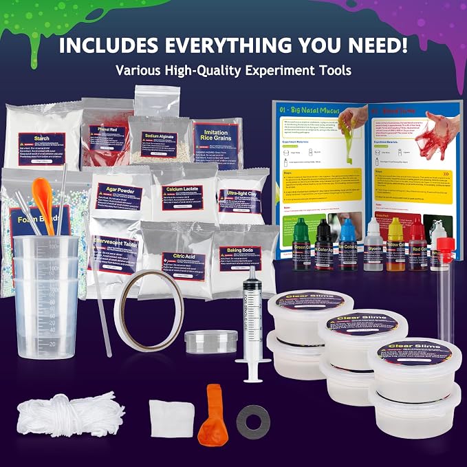 75+ Gross Science Kit for Boys, Science Slime Kit | Christmas Birthday Gift Ideas for Kids 8-10-12, Chemistry Set with Brain Dissection, Poop Experiment, STEM Toys