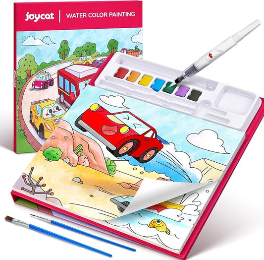 JoyCat Paint with Water Coloring Books for Toddlers (Transportation) | Watercolor Painting Set for Kids Ages 3-5 & 4-8, Arts & Crafts Drawing Activity Travel Toy, Birthday Gifts for Boys & Girls