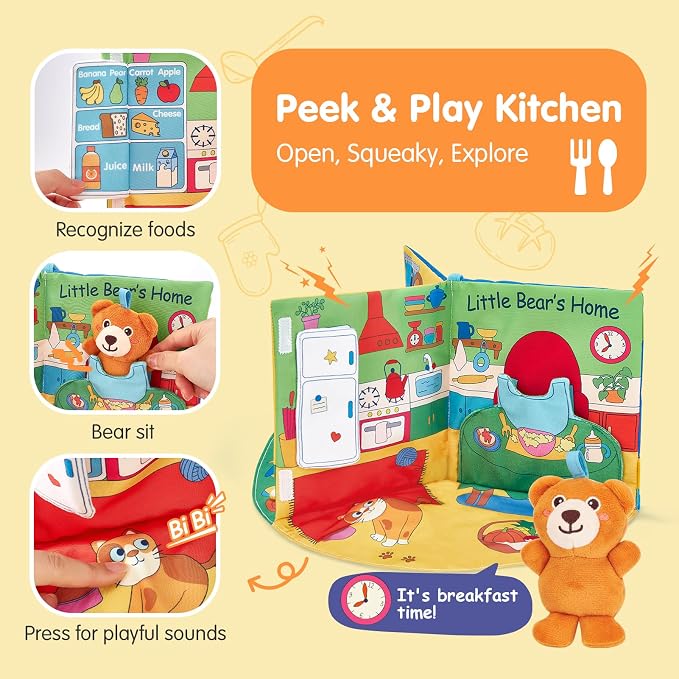 hahaland 3D Book for 0-12 Months Soft Cloth Interactive Activity Baby Book | Sensory Montessori Toys for 1 Year Old Educational Travel Toy Gifts for 6 9 Months Toddler Baby Girls Boys