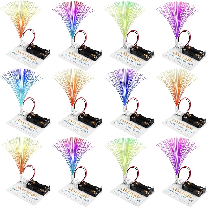 12 Bulk STEM Kits for Kids 8-12 Crafts, Science Projects Classroom Activities, Fiber Optic Light Experiments Craft Kit, Simple Electrical Circuits 4th 5th Grade, STEAM Return Gifts 8 9 10 11 Year Old