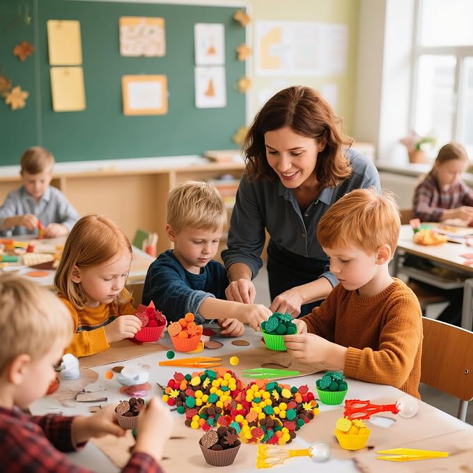EZdhuawuse Fall Sensory Bin Fillers Toys- 267Pcs Thanksgiving Gifts Fine Sorting Stacking Motor Toys for Kids, Autumn Glitter Felt Maple Leaf Pumpkin Sorting Activity for Preschool Early Development