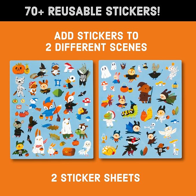 Mudpuppy Pumpkin Village Sticker Play Activity Set – Reusable Sticker Set Featuring Fun Fall Pumpkin Scene