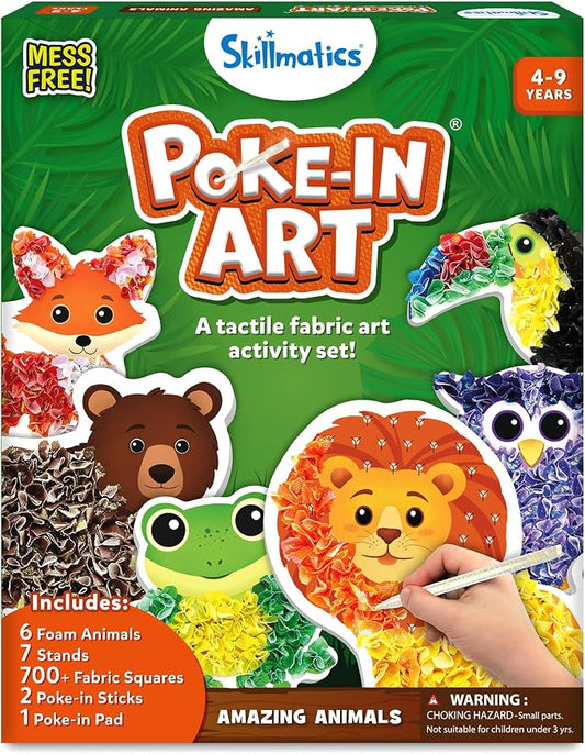 Skillmatics Poke-in Art – Animals, Wood Craft Kit, Gift for Boys & Girls | DIY Mess-Free Fun, Lion, Bear, Fox, Fine Motor Skills, Screen-Free, Travel Activity, Ages 4, 5, 6, 7, 8, 9