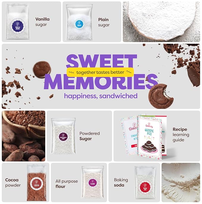 Baketivity Whoopie Pie Kids Baking Kit with Pre-Measured Ingredients | DIY Activity Kit Featuring Easy Recipe, Family Fun, and Delicious Homemade Treats Gift Idea for Boys and Girls Ages 4-12
