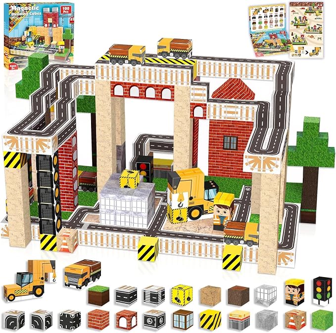 ToyUnited Magnetic Blocks - 100PCS Magnetic Building Blocks Magnet Cubes Stacking Construction Set, STEM Montessori Sensory Toys for Kids Boys Girls Ages 3-5 6-8 Holiday Birthday Gifts