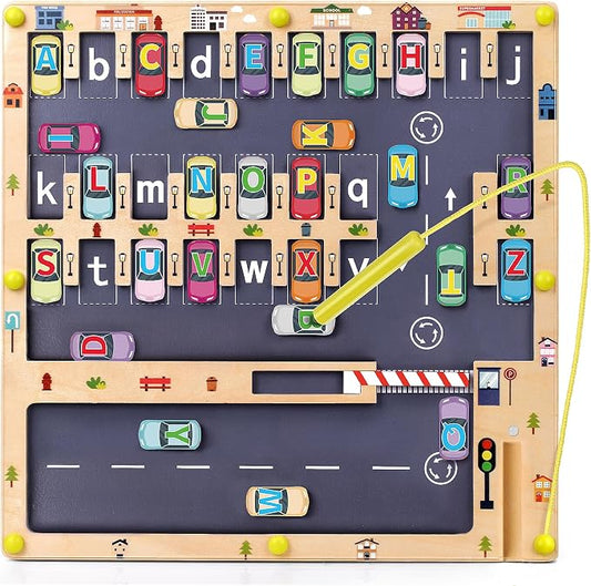Wooden Magnetic Alphabet Maze Letter Puzzle Montessori Toys for Boys Gift | Fine Motor Skills Toys for Boys Girls 3 4 5 Years Old, ABC Learning Toys for Kids Age 3+, Christmas, Birthday Present