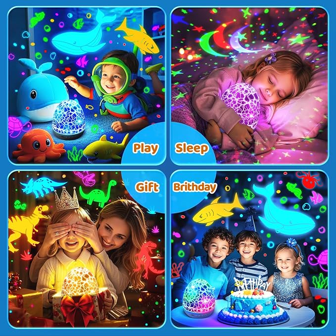 Strayou Sensory Toys for Kids with Autism 31 Colors Night Light Projector | Sound machine for Sleep 15 White Noise Baby Toys for 1,2,3,4,5 year old Boys Toddlers Kids Dinosaur Egg Light Calming Corner