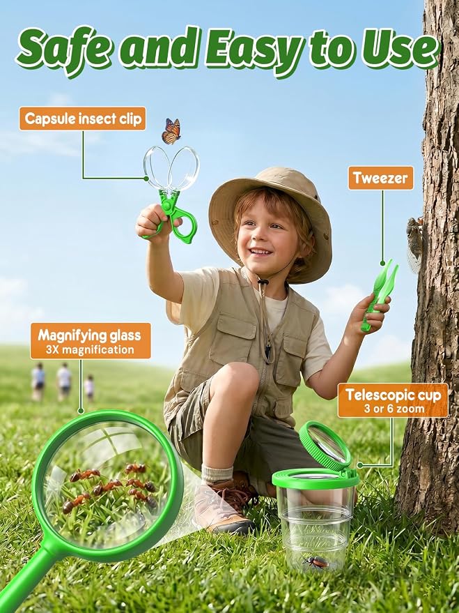 Acoath Bug Catcher, 2.4" IPS Screen Bug Catching Kit, Microscope for Kids | Handheld Digital Miniscope, Outdoor STEM Toy Portable Pocket Microscope Gifts for Age 5 6 7 8 9 10 11 12