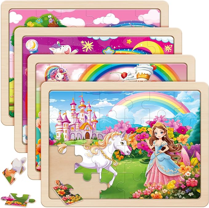 SYNARRY Large Unicorn Princess Fairy Wooden Puzzles for Kids Ages 4-6 | Unicorn Puzzles for Toddlers & Kids Ages 3-5, Birthday Gifts for Girls, Educational Unicorn Toys, Screen-Free Play