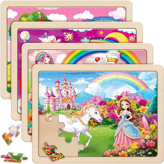 SYNARRY Large Unicorn Princess Fairy Wooden Puzzles for Kids Ages 4-6 | Unicorn Puzzles for Toddlers & Kids Ages 3-5, Birthday Gifts for Girls, Educational Unicorn Toys, Screen-Free Play