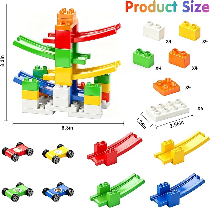 DIY Building Blocks Car Ramp Race Track Toy for Boys Ages 3+, STEM Gift | Build, Rebuild & Race! Creative Blocks with Multiple Models Inspire Open-Ended Play, Imagination and Hands-On STEM Learning